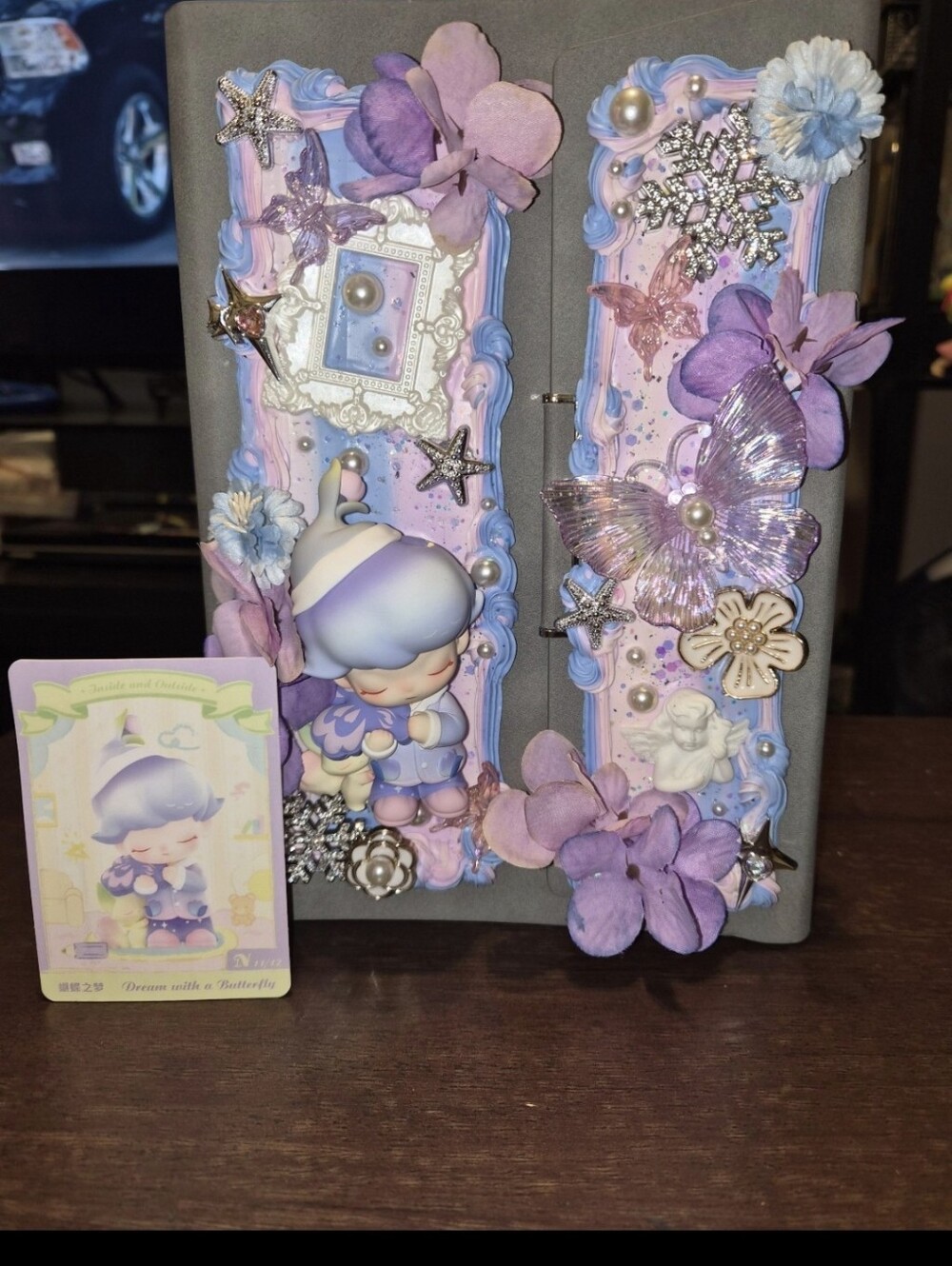 Handmade Notebook with Dimoo Figurine (Dream with A Butterfly)